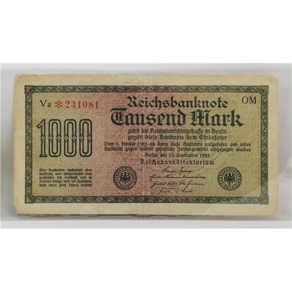 1922 POST WWI GERMANY 1000 MARKS NOTE