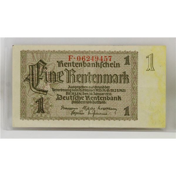 1937 WWII GERMANY 1 MARK NOTE