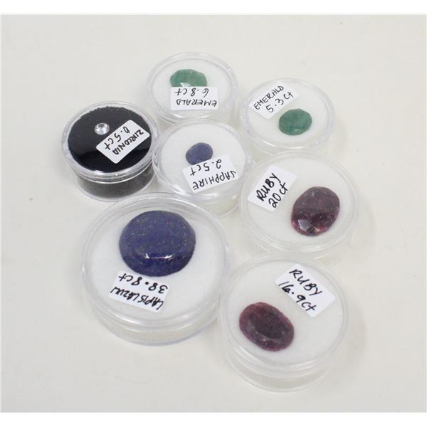 x7 GENUINE RUBY, EMERALDS, SAPPHIRE,