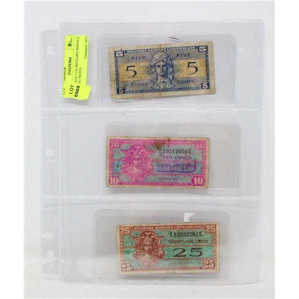 x3 VINTAGE USA MILITARY SERVICE PAYMENT NOTES
