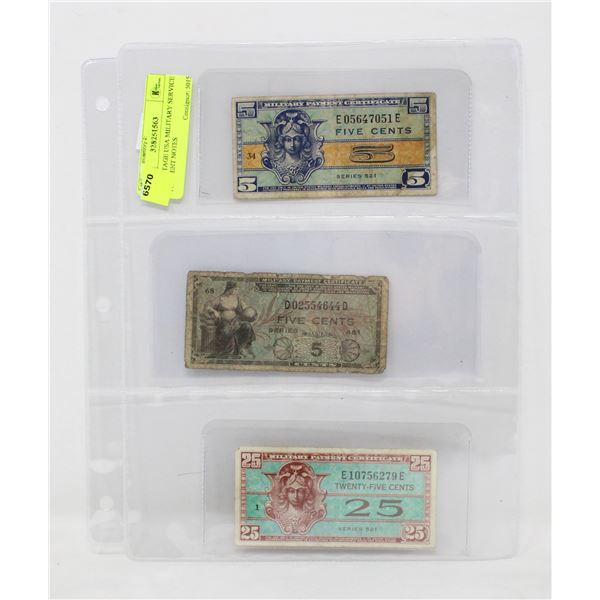 x3 VINTAGE USA MILITARY SERVICE PAYMENT NOTES