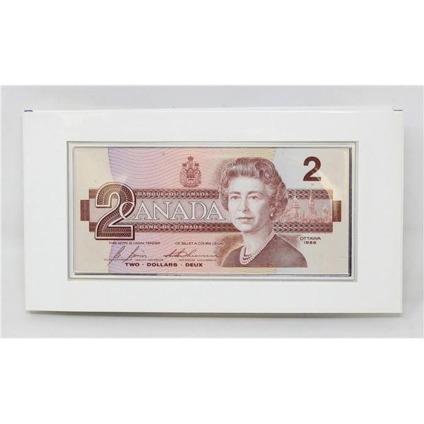 1996 CANADA $2 BANK NOTE AND COION SET, RCM UNC.