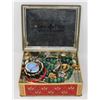 Image 1 : ESTATE TIN BOX OF VARIOUS JEWELRY & COINS ETC.