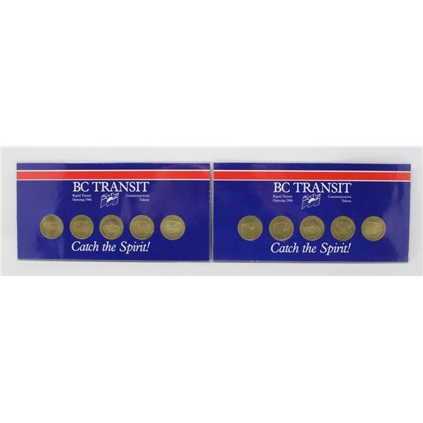 x2 1986 BC TRANSIT COMMEM. TOKEN SET, SEALED