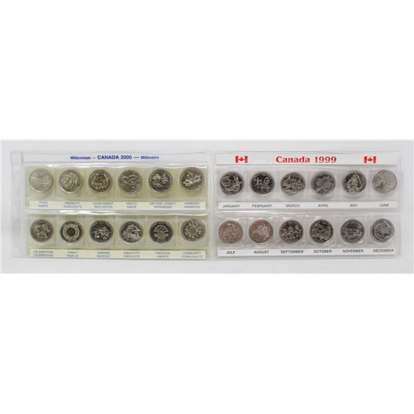 1999 & 2000 SETS OF CANADA 25c COINS, $6 FACE