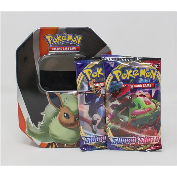 x2 POKEMON BOOSTER PACKS IN COLLECTORS TIN, NEW