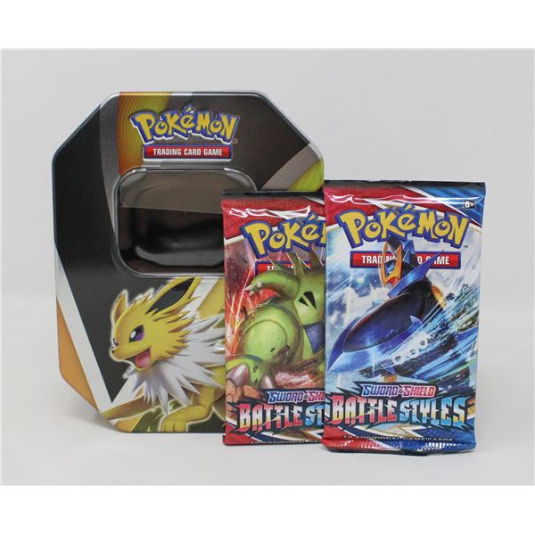x2 POKEMON BOOSTER PACKS IN COLLECTORS TIN, NEW
