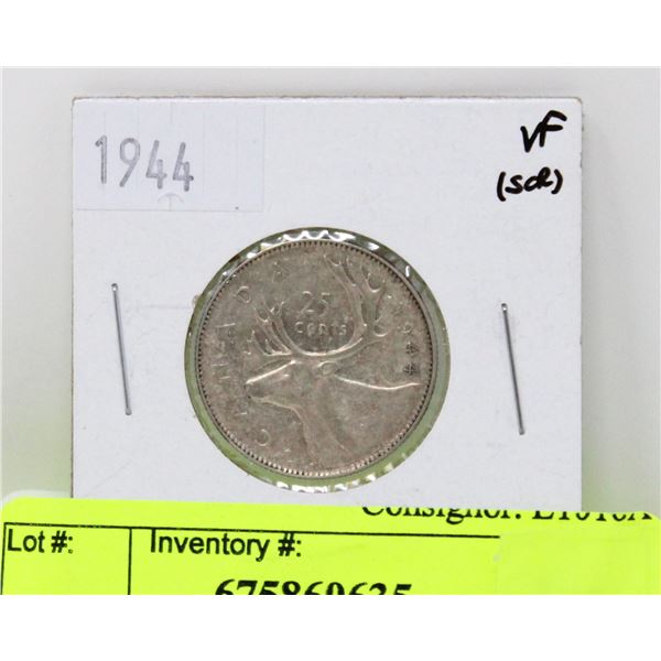 1944 CANADIAN SILVER QUARTER