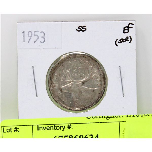 1953 CANADIAN SILVER QUARTER