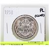 Image 1 : 1958 CANADIAN SILVER HALF DOLLAR