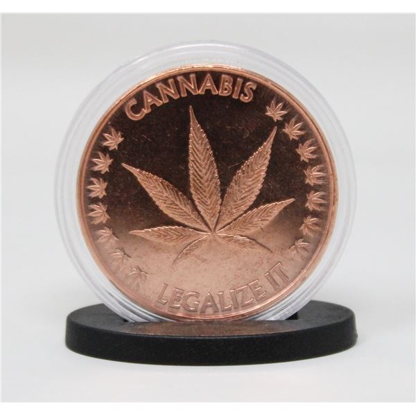 1-OZ CANNABIS COPPER ROUND COMES WITH