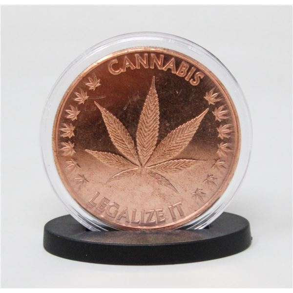 1-OZ CANNABIS COPPER ROUND COMES WITH
