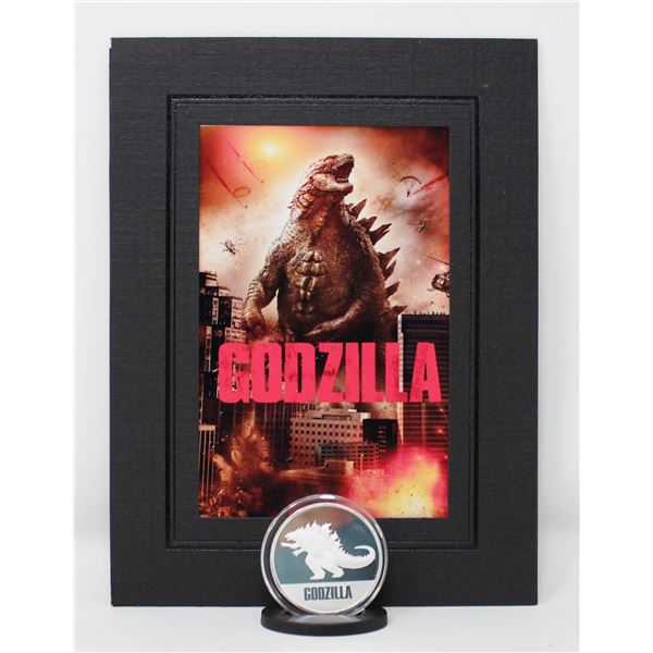 1-OZ GODZILLA SILVER COIN COMES WITH 4" X 6"