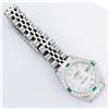 Image 6 : Rolex Ladies Stainless Steel Mother Of Pearl Diamond Emerald Datejust Wristwatch