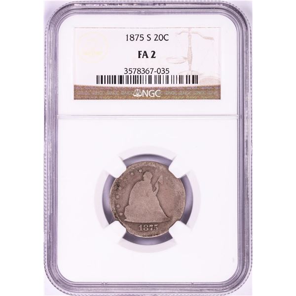 1875-S Twenty Cent Piece Coin NGC FA2