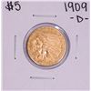 Image 1 : 1909-D $5 Indian Head Half Eagle Gold Coin