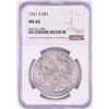 Image 1 : 1921-S $1 Morgan Silver Dollar Coin NGC MS62