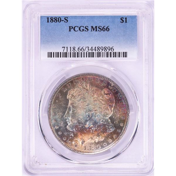 1880-S $1 Morgan Silver Dollar Coin PCGS MS66 Amazing Toning