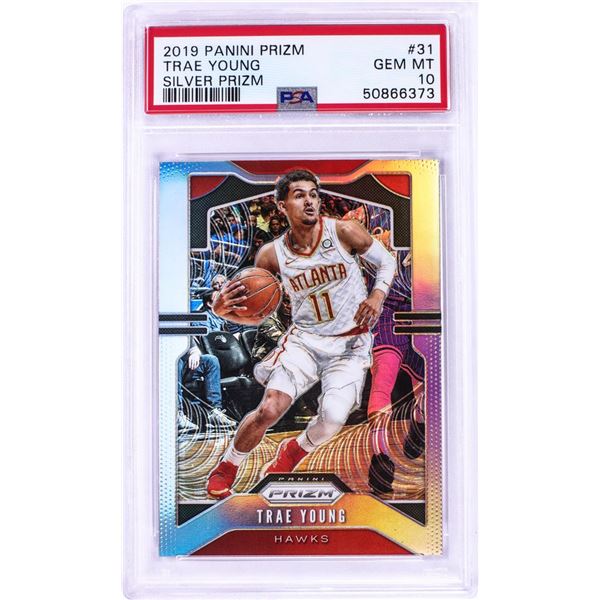 2019 Panini Prizm Silver Trae Young NBA Card #31 PSA Gem Mint 10