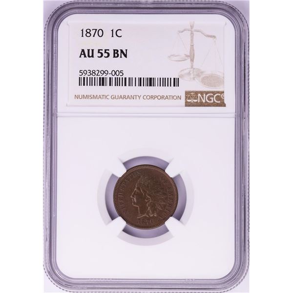 1870 Indian Head Cent Coin NGC AU55 BN