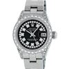 Image 1 : Rolex Ladies Stainless Steel Black Diamond Oyster Quickset Datejust Wristwatch