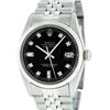 Image 1 : Rolex Mens Stainless Black Diamond Datejust Wristwatch Oyster Perpetual