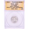 Image 1 : 2014 Proof 1/4 oz Platinum JFK Apollo 11 Anniversary Medal ANACS MS69