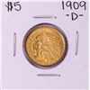 Image 1 : 1909-D $5 Indian Head Half Eagle Gold Coin