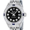 Image 1 : Rolex Ladies Stainless Steel Black Diamond & Sapphire Datejust Wristwatch
