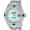 Image 2 : Rolex Ladies Stainless Steel Blue MOP Diamond & Emerald Datejust Wristwatch
