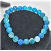 Image 1 : #381-NATURAL BLUE TRIPLE AGATE BEAD BRACELET 7.5"