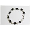 Image 1 : #326-BLACK AGATE & FRESH WATER PEARL BRACELET 7.5"