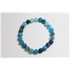 Image 1 : #382-NATURAL BLUE TRIPLE AGATE BEAD BRACELET 7.5"