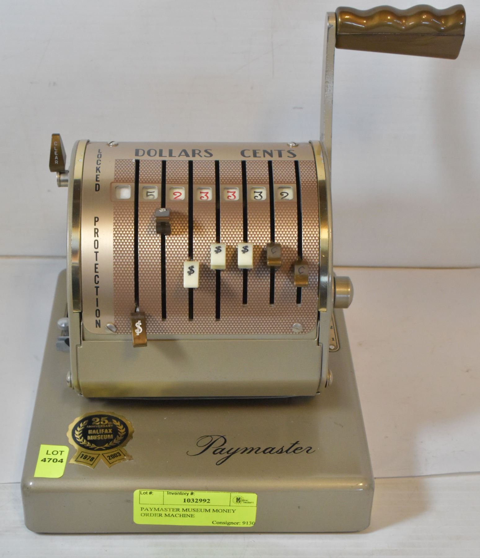 PAYMASTER MUSEUM MONEY ORDER MACHINE