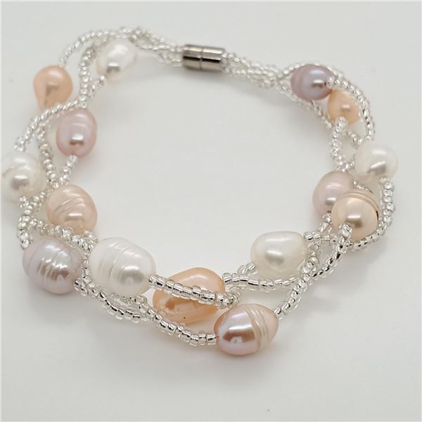 EC129-117 SILVER PEARL BRACELET