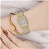 Image 2 : NEW LADIES SQUARE SHAPED GOLD TONE CRYSTAL WATCH