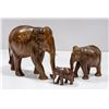 Image 1 : HAND CARVED WOOD ELEPHANT FAMILY OF THREE