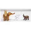 Image 1 : 2 HAND CARVED WOOD AND GLASS "LUCKY" ELEPHANTS