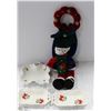 Image 1 : BOX OF CHRISTMAS SERVING DISHES & SNOWMAN DOOR