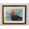 Image 1 : VINTAGE WOOD FRAMED LION KING SCENE