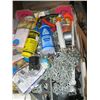Image 2 : 2 BOXES OF MISC. PAINTING SUPPLIES, CHAIN, NUTS & BOLTS, ETC.