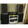 Image 1 : TEAC STEREO SYSTEM WITH TURNTABLE, DUAL CASSETTE & CD PLAYER & 4 SPEAKERS