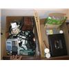 Image 2 : 2 BOXES OF MISC. STUD FINDER, CASHBOX, CALCULATORS, RADIOS, ETC.