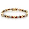Image 1 : $5,200 Genuine 6.57 ct Ruby & Diamond Bracelet 14K