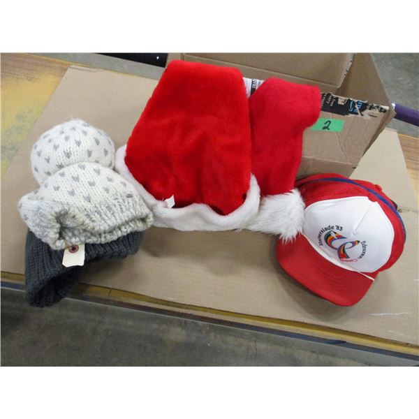 BOX C/W HATS, TOQUES, ETC