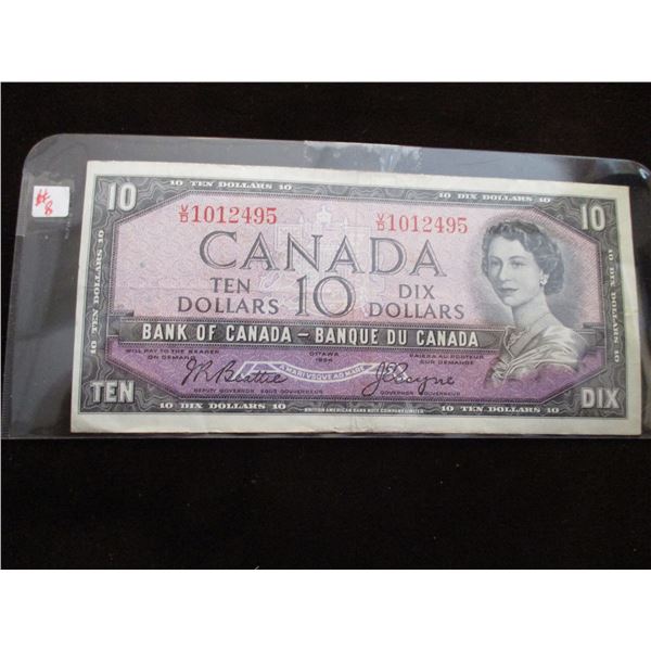 1954 MODIFIED HAIR DOO LEGAL TENDER BANK OF CANADA $10 BILL