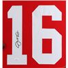 Image 2 : JOE MONTANA SIGNED 36 X 43 FRAMED JERSEY ( SPORTS CARD EDITION) JSA COA