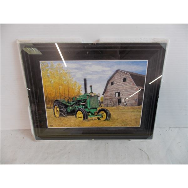 John Deere AR + hip roof barn print - in glass frame
