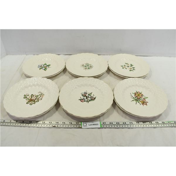 Set of 12 Canadian Centennial Flower Plates