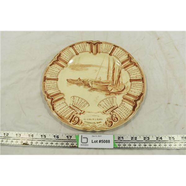 1936 Advertising Plate – Dinsmore, Sask - Mr. & Mrs. W. L. Clarka